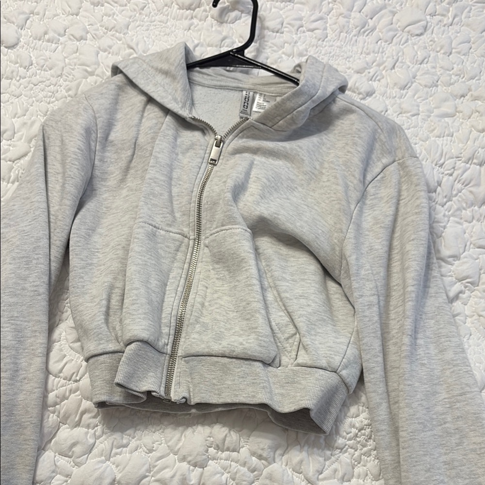H&M Light Gray Zip-Up Hoodie Jacket